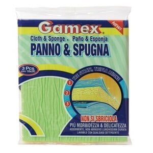 panno e spugna  GAMEX 3 pz colorato