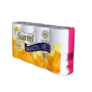 carta igienica  8 Rotoli  suavel con manico di presa 3 veli