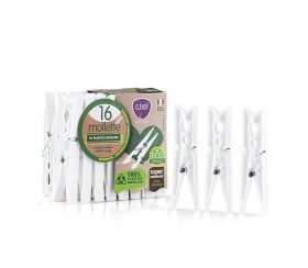 Mollette bianche in plastica - 16pz  CLENDY